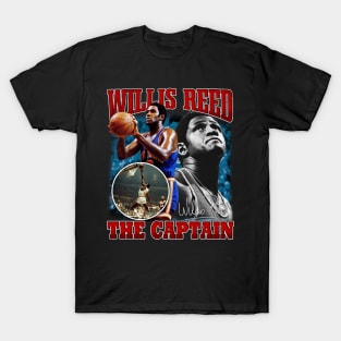 Willis Reed The Captain Basketball Legend Signature Vintage Retro 80s 90s Bootleg Rap Style T-Shirt